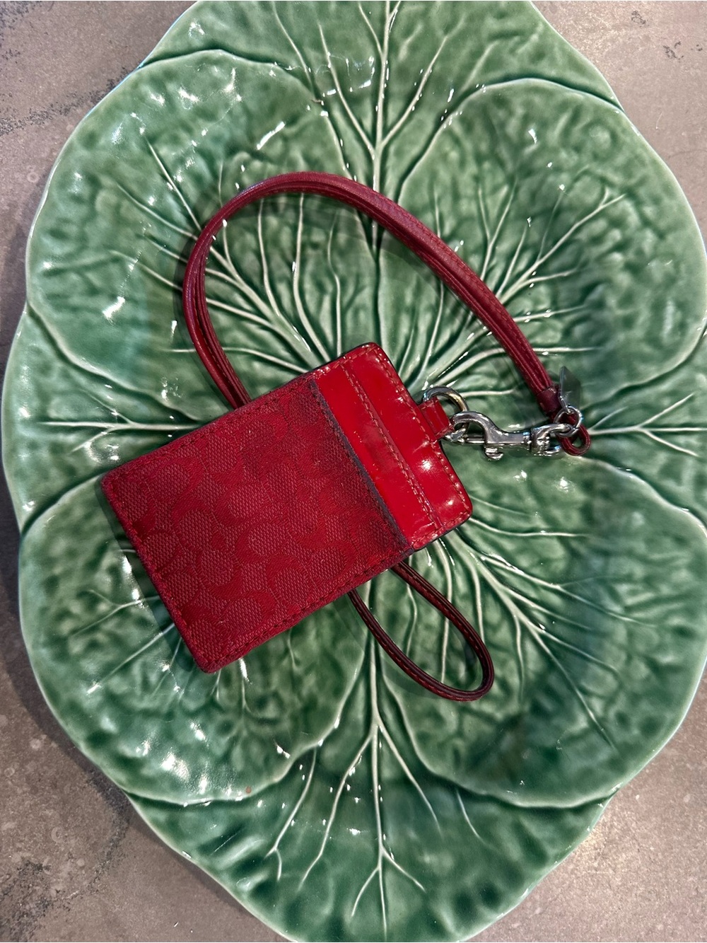 Coach Red Signature Lanyard Card Holder